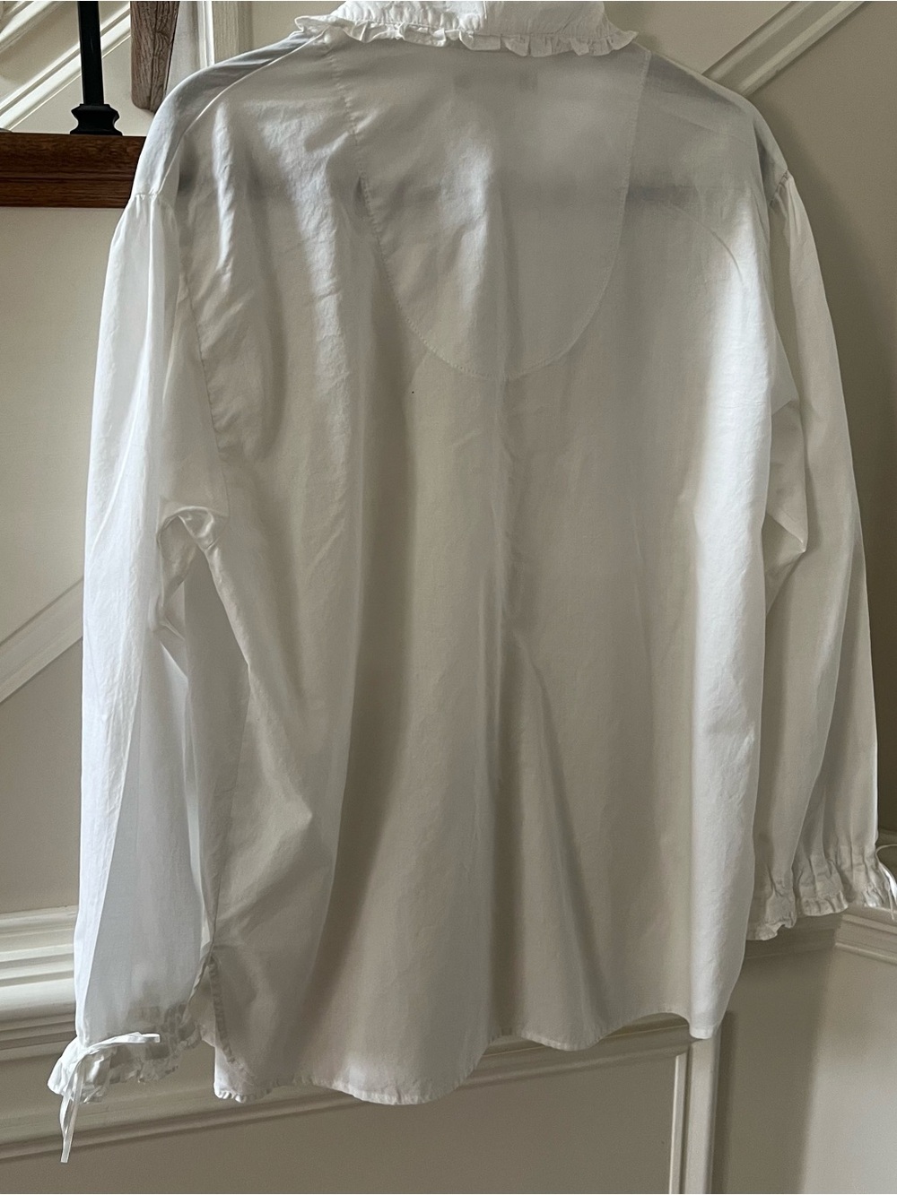 Laura Ashley White Ruffled Lace-Panel Button-Down Blouse - Picture 3 of 4